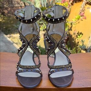 Michael Kors Black and Gold Studded Sandals
